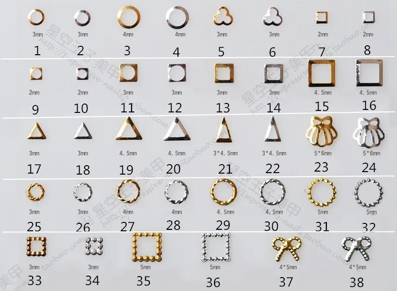 1000 шт./пакет 3D Nail Art декоративная заклепка золотые серебряные полые Loop