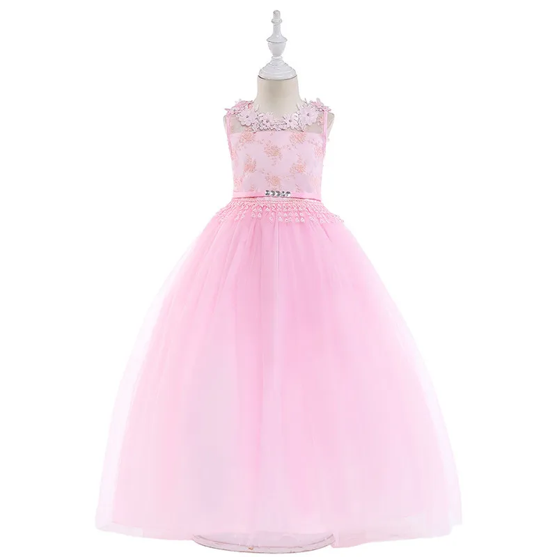 

Formal Elegant Girls Chiffon Sleeveless Flower Girl Dress Princess Pageant Wedding Dresses for Children's Vestido Birthday Party