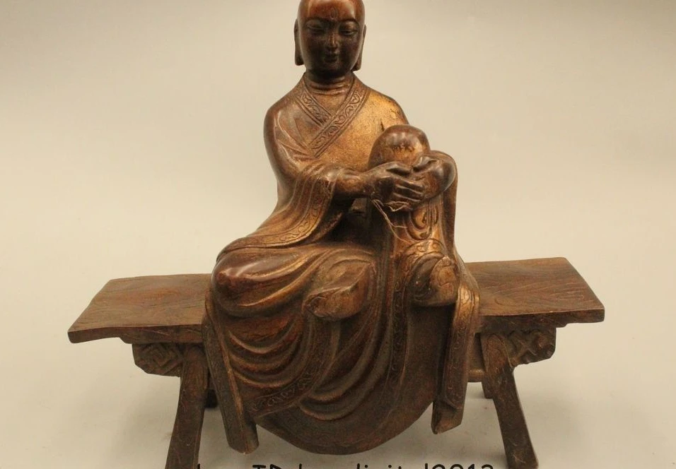 

8" Chinese Buddhism Purple Bronze Seat Chair Ksitigarbha Boddhisattva Statue