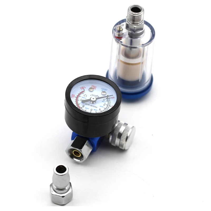1//4 BSP Mini Air Pressure Regulator Gauge Spray Gun /& In-Line Trap Air Filter