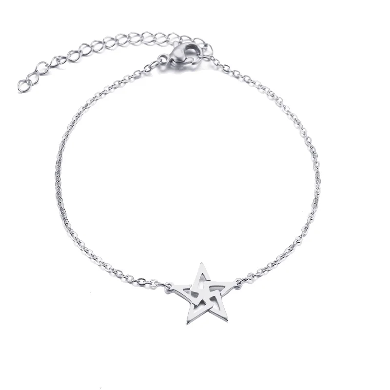 CACANA Stainless Steel Bracelet For Women Pretty Pentagram Gold And Silver Color Pulseira Feminina Lover's Engagement Jewelry