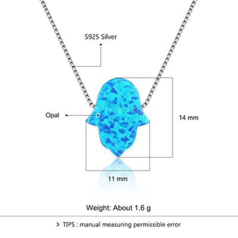 Qevila ювелирные изделия Хамса рука стерлингового серебра 925 ожерелье кристалл из опала кулон ожерелье для женщин звено цепи ожерелье ювелирные изделия