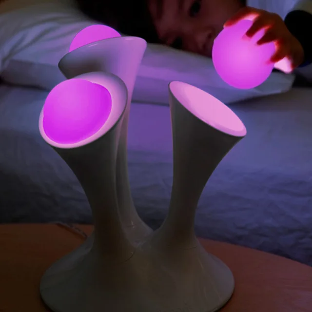 Creative Mushroom kids gift rainbow colorful led night light Boon Glowing led lamp with removable balls children sleeping toy