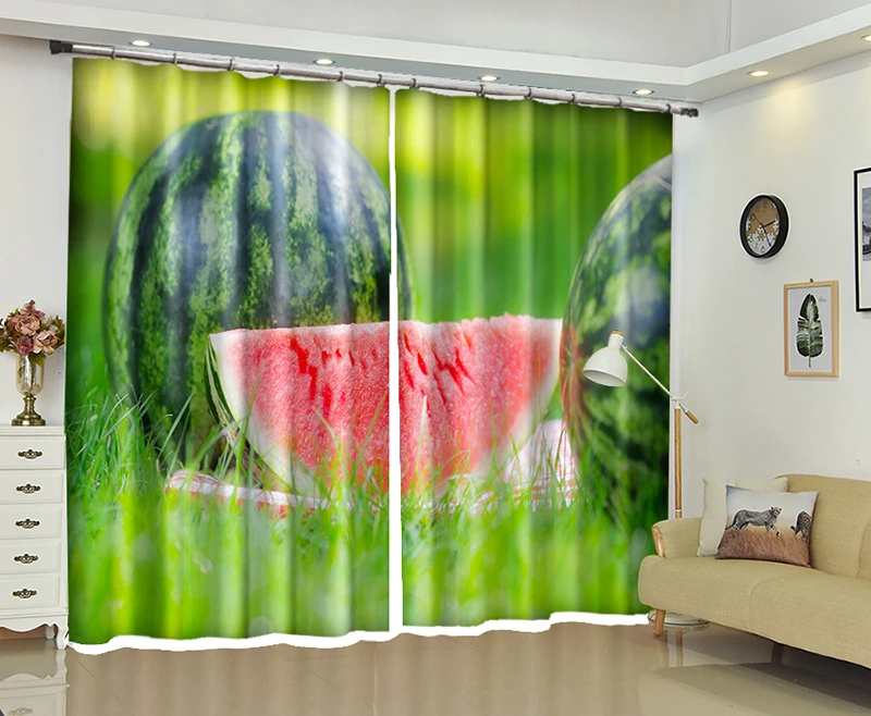 Watermelon fruits 3D Kitchen Window Curtains Drapes for Bedroom living