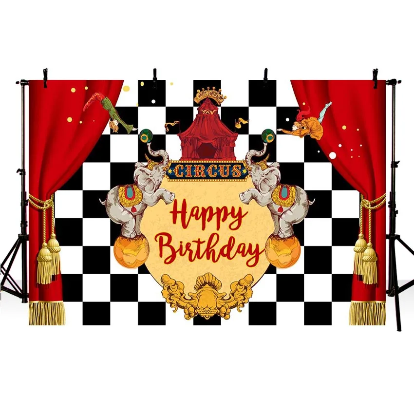 Dessin Anime Tente Cirque Elephant Rideau Joyeux Anniversaire Enfants Photographie Studio Arriere Plan Professionnel Interieur Photo Toile De Fond Aliexpress