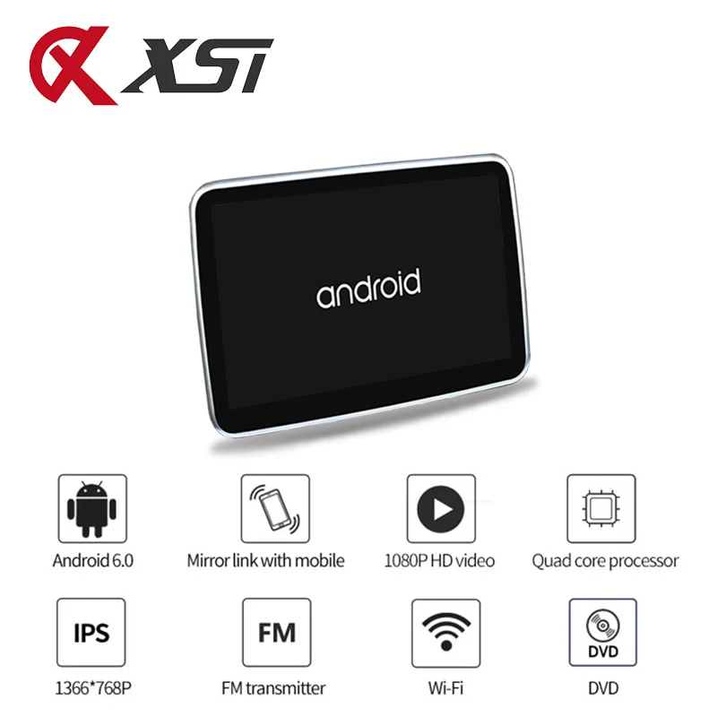 

XST 10.1 inch Android 6.0 System Car Headrest Monitor DVD Player HD 1080P Video Touch Screen With WIFI/HDMI/USB/SD/Bluetooth/FM