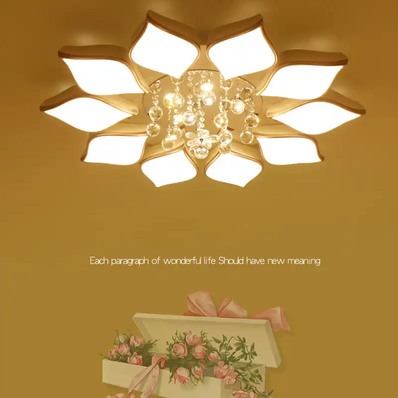 Led Ceiling Lamp Living Room Round Crystal Petal Shape Led Ceiling Lamp Living Room Round