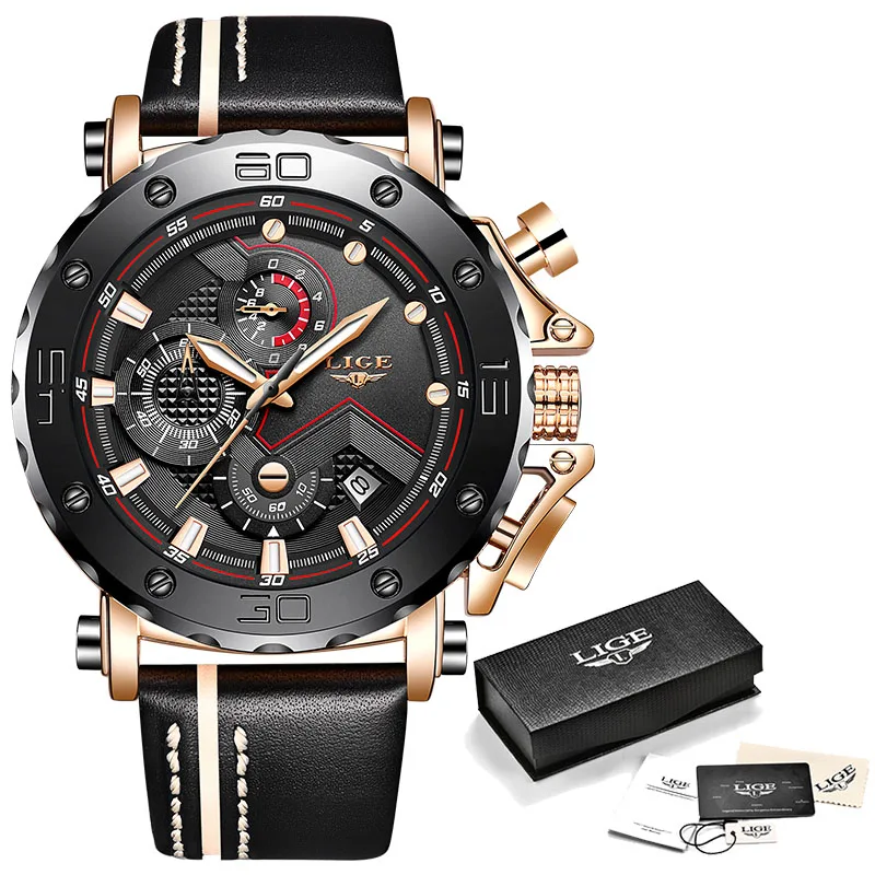 Люксовый бренд LIGE мужские часы модные спортивные военные кварцевые часы мужские кожаные деловые мужские водонепроницаемые часы Relogio Masculino