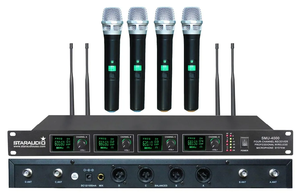 4ch dj 4channel handheld wireless microphone system