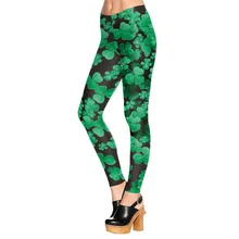 1594 Fitness Elastic Women Leggings Sexy Girl Polyester Slim Fit Workout Pants Trousers Lucky Four Leaf Clover Printed