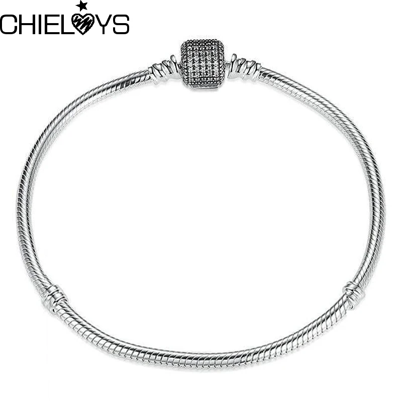 

CHIELOYS New Style Silver Color Charm Bracelet For Women Snake Chain Bracelet Fit DIY Base Chain Pandora Bracelets SA05