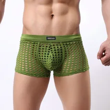 Мужское нижнее белье, сетчатые шорты-боксеры для мужчин сетчатые трусы-боксеры, сексуальные трусы для геев, мужские трусы, u-образные трусы, прозрачные, плюс размер XXXL