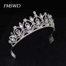 Золотой Серебристый блестящий цвет кристалл диадемы и короны для невесты свадебные головные уборы Принцесса аксессуары для волос на выпускной вечер украшения для волос