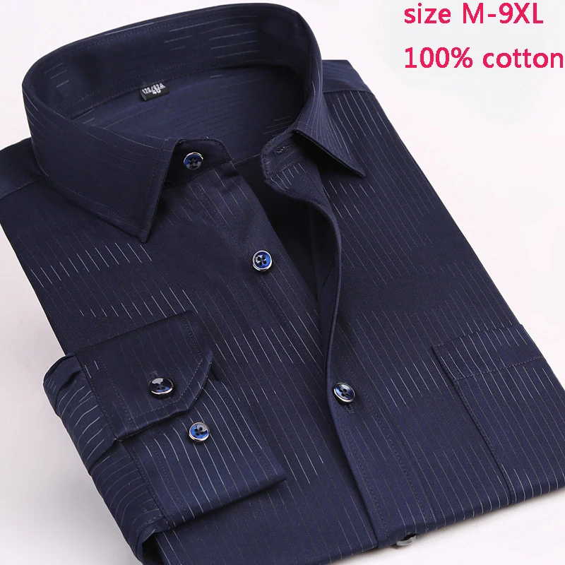 

new arrival fashion high quality Striped Men Long Sleeve Spring Extra Large 100%Cotton Casual Shirts plus size MLXL2XL-8XL 9XL