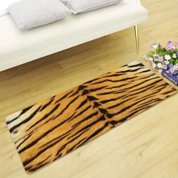

Tiger Skin Pattern Floor Mat Decoration Door Mat Non-slip Absorbent Kitchen Mat Soft Flannel Bedside Rug 40x120CM