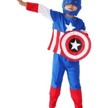 /розничная, вечерние костюмы на Хэллоуин для детей 3-7 лет, Детская модельная одежда, детская одежда для ролевых игр с изображением Капитана Америки