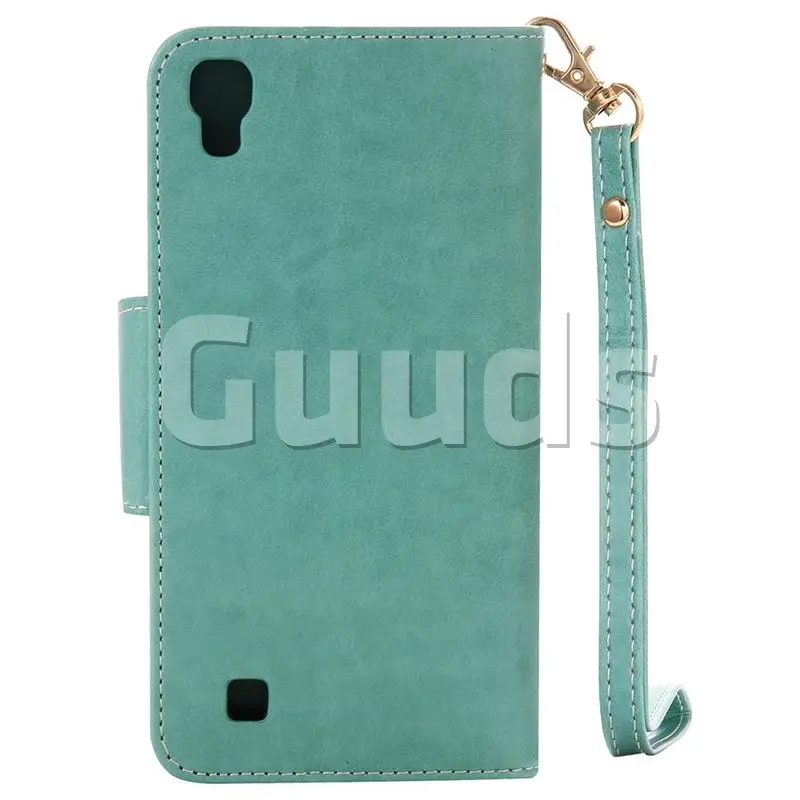 Embossing Cat Girl 9 Card Leather Wallet Case for LG X Power LS755 K220DS K220 US610 K450 - Green