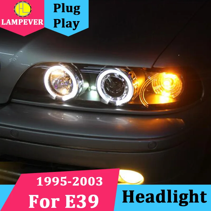 Lampever для автомобиля фара BMW E39 фар 520 525 528 530 светодиодный 1995-2003 с Ангельские глазки