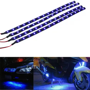 

4pcs Waterproof 12V 30cm 60cm 90cm 120cm Blue LED Car Truck Motors Flexible Strip Light