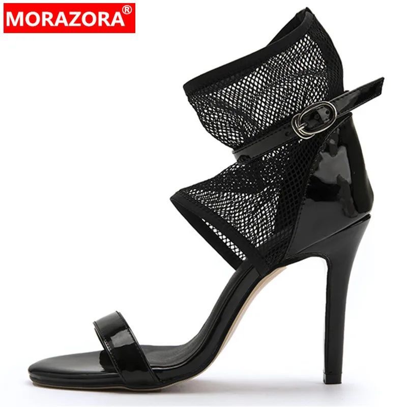 

MORAZORA 2019 new arrival women ankle boots sexy thin high heels shoes mesh fashion summer boots buckle party prom shoes woman