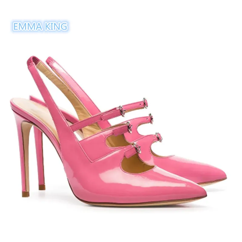 

2019 New Arrival Ladies Party Shoes Woman Slingback High Heels Pumps Spring Pointed Toe Buckle Design Fashion Stilettos Pumps
