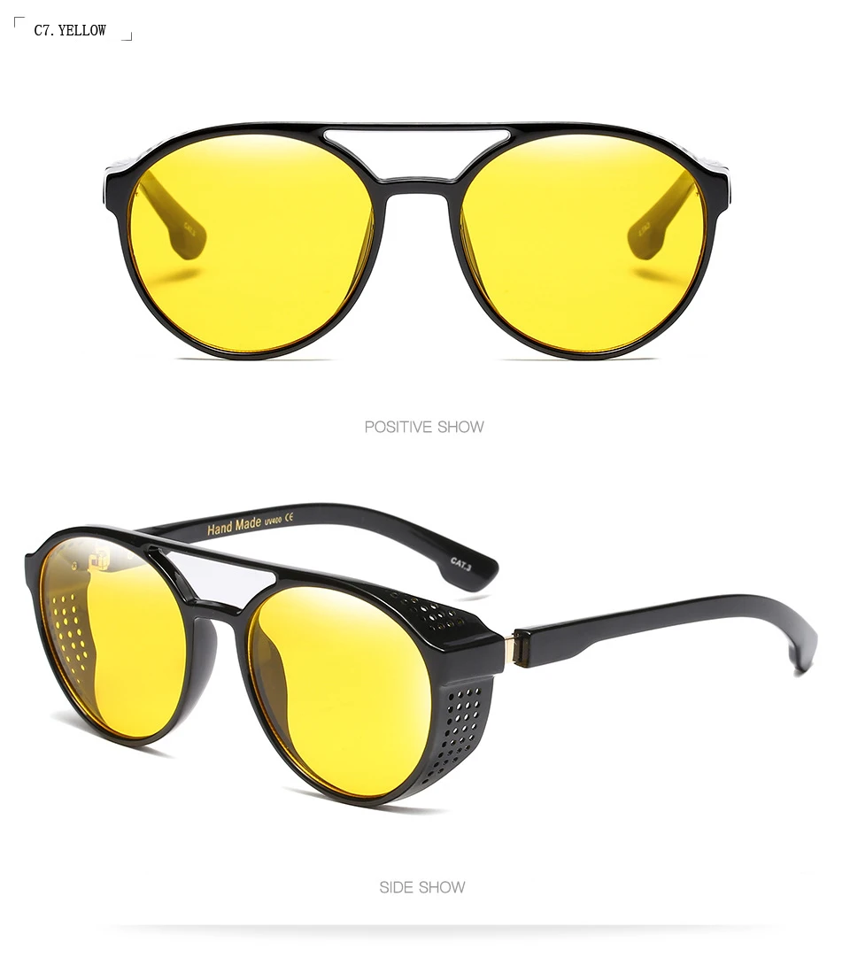Винтажные стимпанк Солнцезащитные очки Мужские Роскошные брендовые Ретро зеркальные круглые очки для вождения женские мужские солнцезащитные очки паровые панк очки Oculos