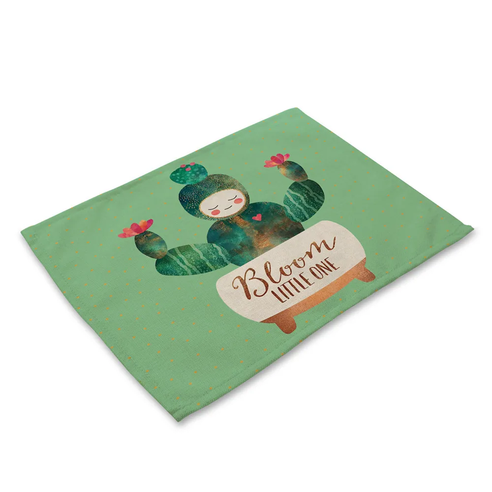Tropical Cactus Kitchen Table Mats Cotton Linen Table Napkin Floral Decorative Placemats Coasters