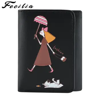 

Fecilia Fashion Fold PU Leather Women Hasp Short Wallet Female Card Holder coin cash Bag Cartoon Coin Purse