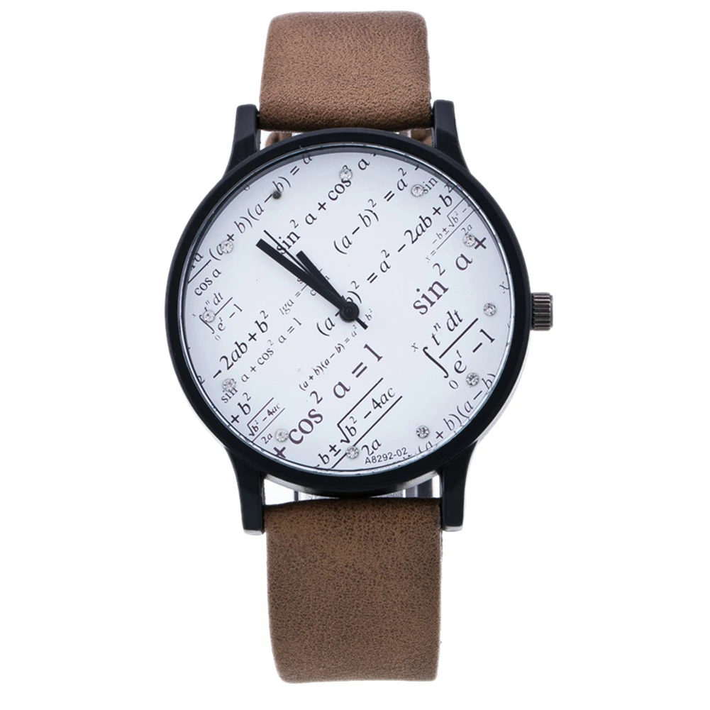  2018 Women Men Watches Casual Fashion Faux Leather Band Geometric Equation Couple Watch Men Women Quartz Wrist Watch Clock Gift