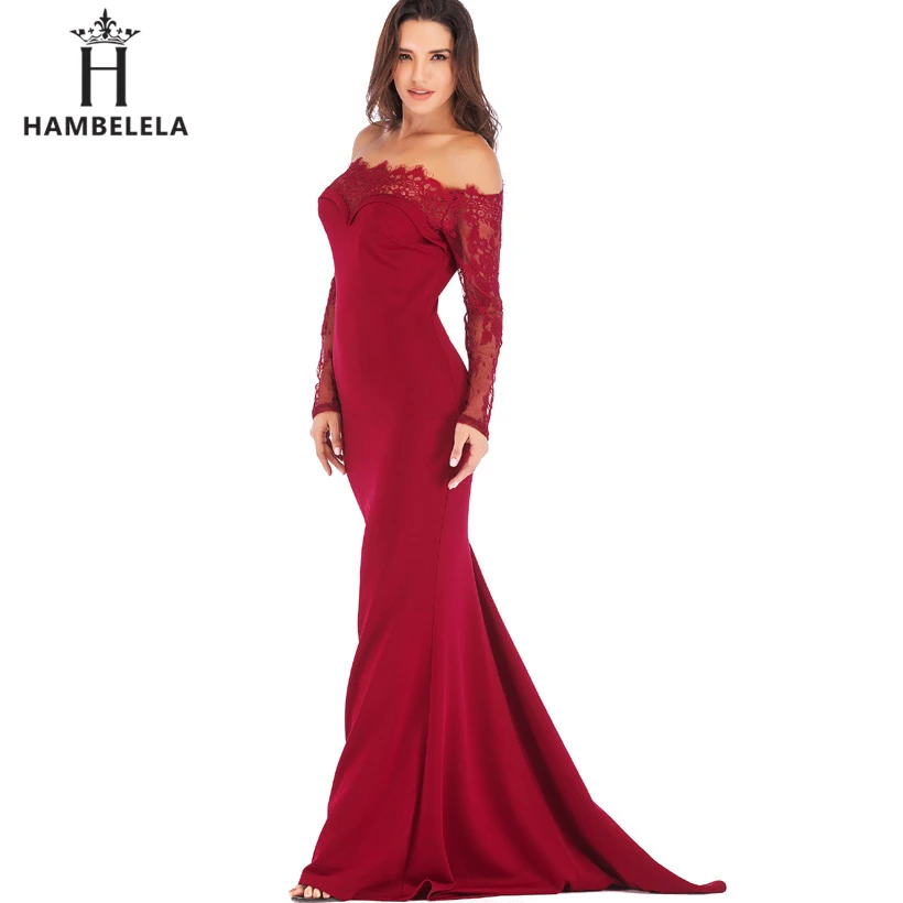 HAMBELELA Robe De Soiree Longue Long Sleeve Mermaid Evening Dresses Formal Evening Gowns China Vestido Longo Bodycon Lace Dress (18)