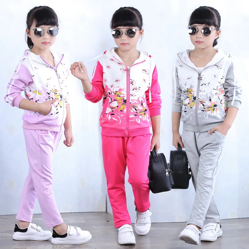 

Spring Autumn kids sport suit 4-12T teenage girls clothing set zipper sports clothes for girls children tracksuit