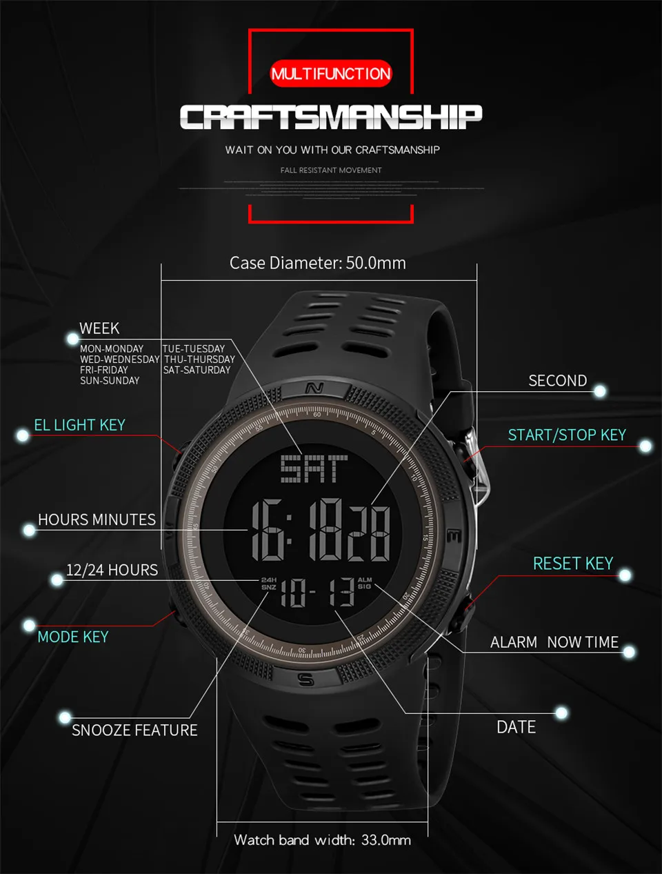 Digital Wrist Watch Men Fashion Sport Watches Waterproof Reloj Deportivo electronic Wristwatches Relogio Militar Masculino Saati 3