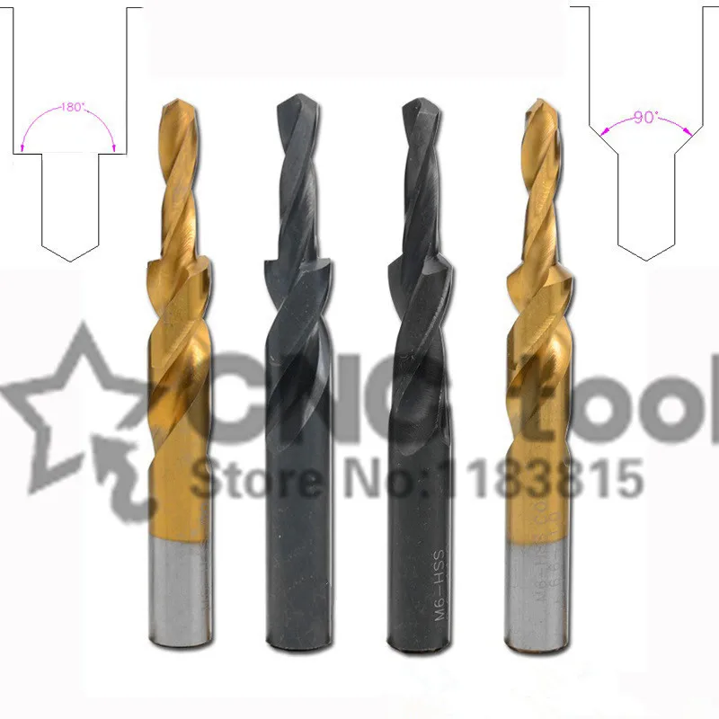 1Pcs M3 M4 M5 M6 M8 M10 M12 * 180 Gradi Cobalto Hss M35 /Hss Scaletta Trapano Twist Trapano Svasato Trapano, Smussatura Trapano