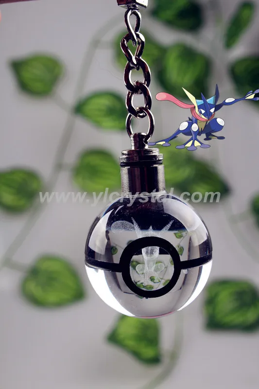 Pokemon Crystal Ball Keychian 3D лазерный Pokemon Ball Mew дизайн для подарка - Цвет: Greninja