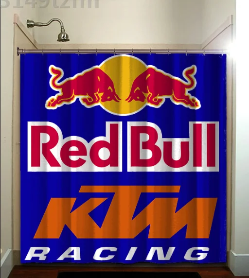 Waterproof Shower Curtains Red Bull Racing shower curtain mat Print Polyester Fabric Bathroom Curtain With 12 Hooks | Дом и сад