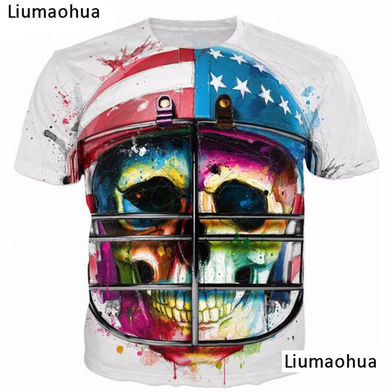 Liumaohua новые умереть США с принтом черепа Мужская 3D футболка Для женщин футболки