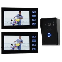 DIYSECUR 7 pulgadas Color LCD Key Touch Con Cable Video de La Puerta Del Timbre Del Teléfono del Sistema de Intercomunicación Ir Cámara 2 Monitor 1 Cámara