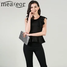 Meaneor, женские майки, модные, с оборками, весна-лето, без рукавов, высокая талия, на одно плечо, асимметричные, с оборками, облегающий топ с баской