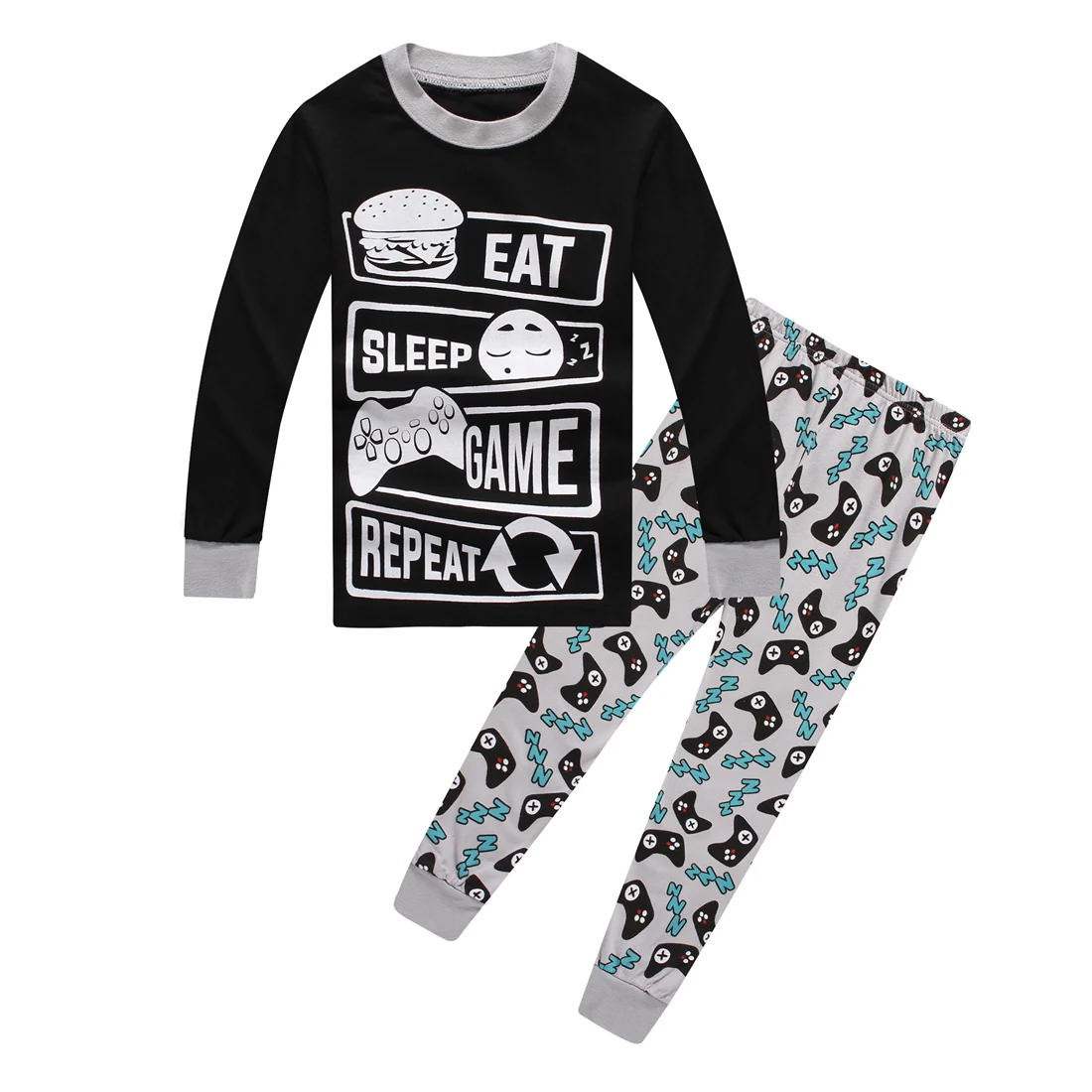 Длинные пижамы с контроллером сна для мальчиков; детская одежда для сна; пижамы; детская Рождественская Пижама; домашняя одежда для мальчиков - Цвет: repeat