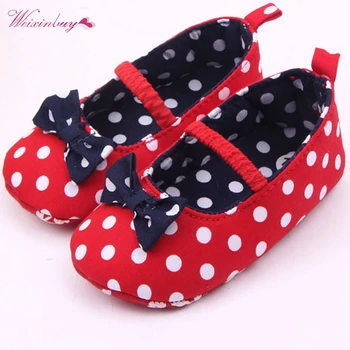 

Baby Girl Soft Sole Shoes Dots Bowknot Toddler Anti-slip Shoes Newborn