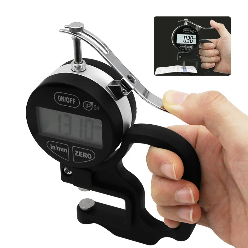

Round Head Electronic Digital Thickness Gauge 0.001mmMicron Thickness Indicator Meter Ball Lens Diameter 0-10mm Micrometer
