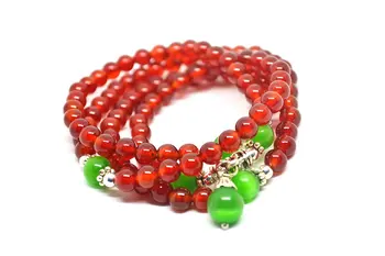 

Red Agate Green Buddhist Natural 108 Prayer Beads Bracelet Fashion Temperament Jewelry Gems Accessories Gifts Wholesale