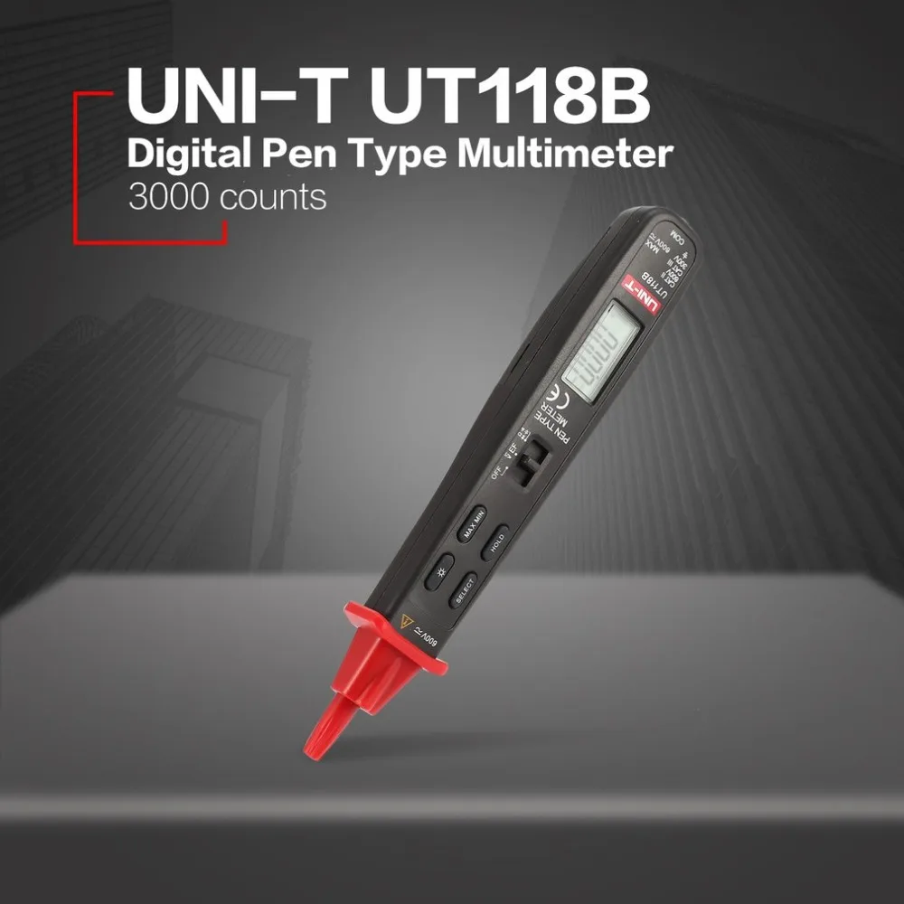 

UNI-T UT118B Mini Portable Digital Pen Type Multimeter Auto Range 3000 Counts AC/DC Volt Ohm Capacitance Diode Tester