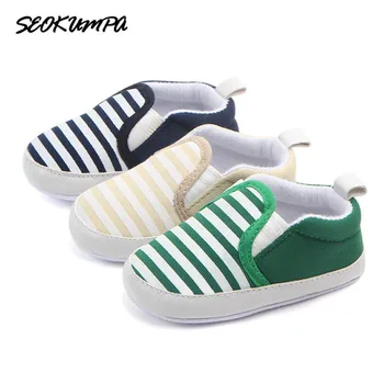 

2018 Fashion Black Striped Baby Boy Shoes Lovely Infant First Walkers Good Soft Sole Toddler Baby Shoes Hot Sale