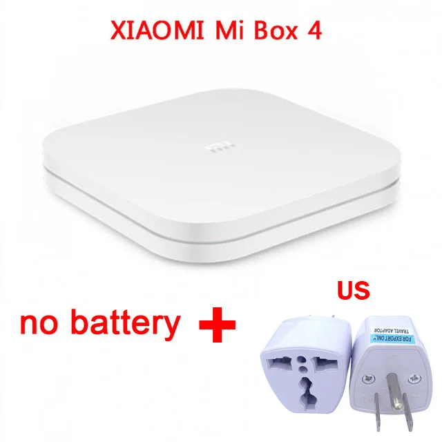 Китайская версия Xiaomi Mi Box 4 Smart голосовое управление Android тв приставка Bluetooth 4,1 2 гб озу+ 8 гб пзу 2,4G wi-fi 4K HDR - Цвет: Add US Plug