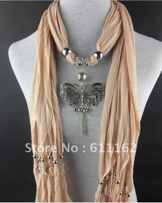 Бесплатно модные ювелирные подвески шарф Сплав бабочка кулон чистый цвет ожерелье шарф женский шарф 50 шт