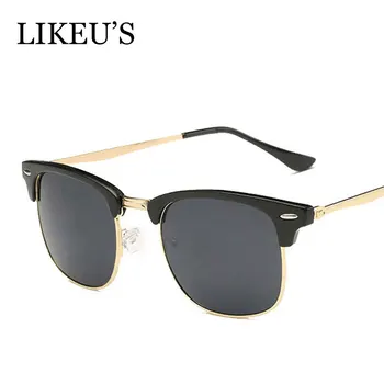 

LIKEU'S Classic Half Metal Sunglasses Men Women square Glasses Mirror Unisex Sun Glasses Fashion Gafas Oculos De Sol UV400