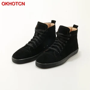 Image for Fashion Black Flock Men High Top Casual Shoes Lace 