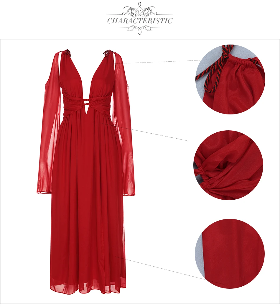 Женское вечернее вечеринка ADYCE, красное клубное открытое платье на шнуровке с длинным рукавом, осень