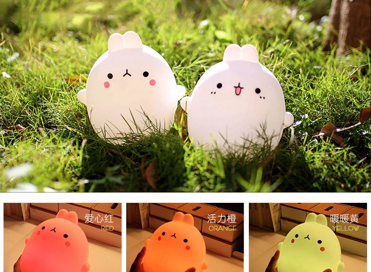 New style Rabbit LED Night Light For Children Baby Kids Bedside Lamp Multicolor Silicone Touch Sensor Tap Control Nightlight (10)